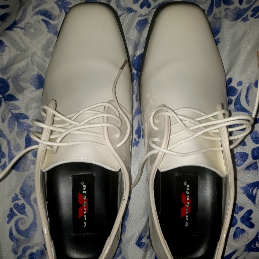 Mens Ivory Tuxedo Patent Leather Shoes Size 11